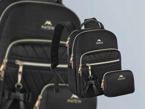 ML Damski plecak podróżny z kosmetyczką 10.5'' Matein 1342 Czarny 8