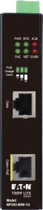 EATON TRIPPLITE Industrial Gigabit Ethernet PoE injector 60W PoE++ 802.3bt Midspan -40 to +75 DIN rail 1 Port 2