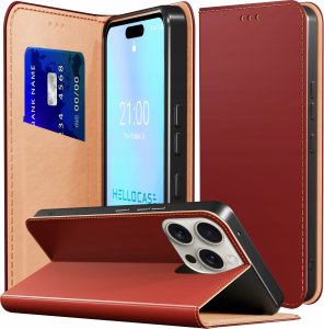 Etui z Klapką do Apple iPhone 16 Pro Max (Skórzane, Zamykane, Bordowe) 1