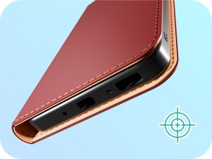 Etui z Klapką do Apple iPhone 16 Pro Max (Skórzane, Zamykane, Bordowe) 8