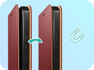 Etui z Klapką do Apple iPhone 16 Pro Max (Skórzane, Zamykane, Bordowe) 9