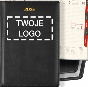 TYGODNIOWY KALENDARZ 2025 A5 NOTES PLANER TERMINARZ CZARNY TWOJE LOGO 1