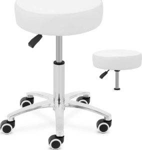 Taboret stołek kosmetyczny na kółkach do 120 kg COMO - biały Taboret stołek kosmetyczny na kółkach do 120 kg COMO - biały 1