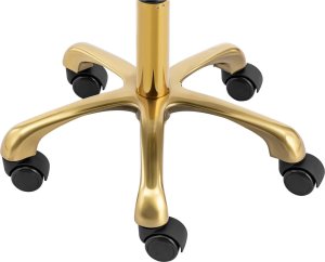 Krzesło taboret hoker kosmetyczny z oparciem na kółkach do 150 kg GELA beżowo złoty Krzesło taboret hoker kosmetyczny z oparciem na kółkach do 150 kg GELA beżowo złoty 4