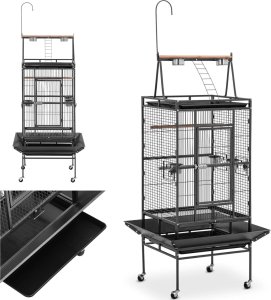 Klatka dla ptaków woliera na kółkach z akcesoriami 82.5 x 78.5 x 210 cm Klatka dla ptaków woliera na kółkach z akcesoriami 82.5 x 78.5 x 210 cm 1