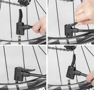 Pompka rowerowa uniwersalna nożna podłogowa z manometrem - czarna Pompka rowerowa uniwersalna nożna podłogowa z manometrem - czarna 17