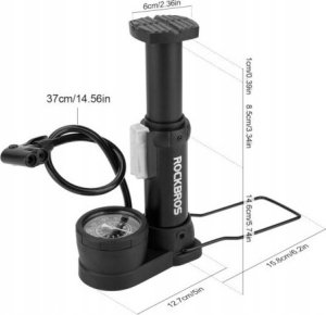 Pompka rowerowa uniwersalna nożna podłogowa z manometrem - czarna Pompka rowerowa uniwersalna nożna podłogowa z manometrem - czarna 19