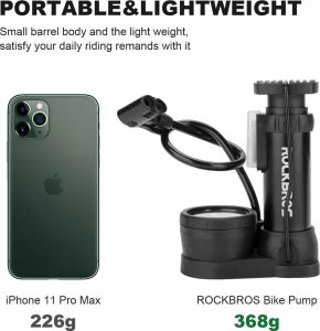 Pompka rowerowa uniwersalna nożna podłogowa z manometrem - czarna Pompka rowerowa uniwersalna nożna podłogowa z manometrem - czarna 2