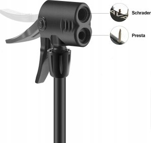 Pompka rowerowa uniwersalna nożna podłogowa z manometrem - czarna Pompka rowerowa uniwersalna nożna podłogowa z manometrem - czarna 22
