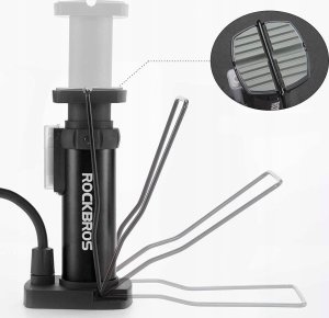 Pompka rowerowa uniwersalna nożna podłogowa z manometrem - czarna Pompka rowerowa uniwersalna nożna podłogowa z manometrem - czarna 23