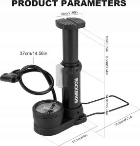 Pompka rowerowa uniwersalna nożna podłogowa z manometrem - czarna Pompka rowerowa uniwersalna nożna podłogowa z manometrem - czarna 3