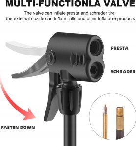 Pompka rowerowa uniwersalna nożna podłogowa z manometrem - czarna Pompka rowerowa uniwersalna nożna podłogowa z manometrem - czarna 5