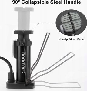 Pompka rowerowa uniwersalna nożna podłogowa z manometrem - czarna Pompka rowerowa uniwersalna nożna podłogowa z manometrem - czarna 6