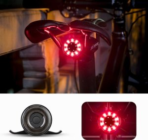 Lampka rowerowa tylna Q1 7 kolorów LED Strobe + kabel USB-C - USB-A - czarna Lampka rowerowa tylna Q1 7 kolorów LED Strobe + kabel USB-C - USB-A - czarna 2