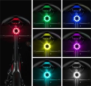 Lampka rowerowa tylna Q1 7 kolorów LED Strobe + kabel USB-C - USB-A - czarna Lampka rowerowa tylna Q1 7 kolorów LED Strobe + kabel USB-C - USB-A - czarna 3