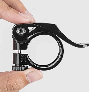 Obejma rowerowa zacisk do sztycy 27.2 i 28.6 mm pod siodełko z szybkozamykaczem - czarna Obejma rowerowa zacisk do sztycy 27.2 i 28.6 mm pod siodełko z szybkozamykaczem - czarna 9