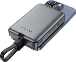 Powerbank magnetyczny 10000mAh indukcyjny 2x USB-C PD 30W + kabel USB-C - czarny Powerbank magnetyczny 10000mAh indukcyjny 2x USB-C PD 30W + kabel USB-C - czarny 4
