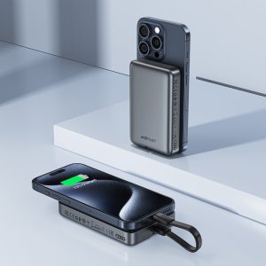Powerbank magnetyczny 10000mAh indukcyjny 2x USB-C PD 30W + kabel USB-C - czarny Powerbank magnetyczny 10000mAh indukcyjny 2x USB-C PD 30W + kabel USB-C - czarny 6