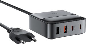 Ładowarka sieciowa stacja zasilania biurkowa Z6 GaN 2x USB-A 2x USB-C PD 65W - czarna Ładowarka sieciowa stacja zasilania biurkowa Z6 GaN 2x USB-A 2x USB-C PD 65W - czarna 1