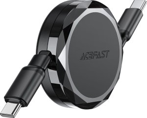 Kabel przewód USB-C - USB-C zwijany z organizerem 60W - czarny Kabel przewód USB-C - USB-C zwijany z organizerem 60W - czarny 2