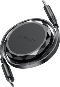 Kabel przewód USB-C - USB-C zwijany z organizerem 60W - czarny Kabel przewód USB-C - USB-C zwijany z organizerem 60W - czarny 3