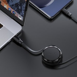 Kabel przewód USB-C - USB-C zwijany z organizerem 60W - czarny Kabel przewód USB-C - USB-C zwijany z organizerem 60W - czarny 5
