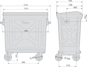 Metalowy stalowy kontener na odpady śmieci popiół ogniotrwały EN 840-2 660L Metalowy stalowy kontener na odpady śmieci popiół ogniotrwały EN 840-2 660L 2