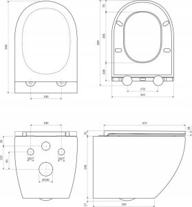 Omnires OTTAWA COMFORT miska toaletowa wisząca z deską wolnoopadającą, 54 x 37 cm; Kolor: biały mat (BM) 7