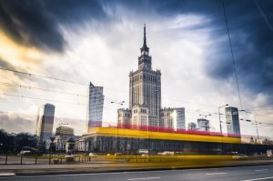 Pyramid Warszawa Panorama Miasta W ruchu - plakat premium 91,5x61 cm 1