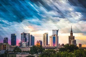 Art-Pol Warszawa Wieżowce Panorama Miasta - plakat premium 80x60 cm 1