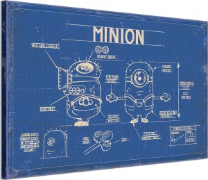 GF Minionki Blue Print - Obraz na płótnie 120x85 cm 1
