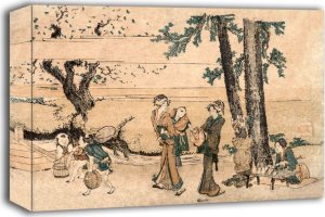 GF Group of Figures near a Brook, Hokusai - obraz na płótnie 70x50 cm 1