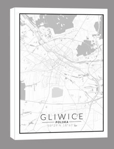 galeria plakatu Gliwice, Polska mapa czarno biała - obraz na płótnie 50x70 cm 1