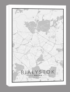 galeria plakatu Białystok, Polska mapa czarno biała - obraz na płótnie 40x60 cm 1