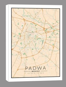 galeria plakatu Padwa, Włochy mapa kolorowa - obraz na płótnie 40x50 cm 1