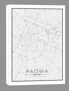 galeria plakatu Padwa, Włochy mapa czarno biała - obraz na płótnie 90x120 cm 1