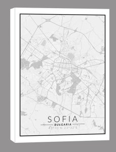 galeria plakatu Sofia, Bułgaria mapa czarno biała - obraz na płótnie 50x70 cm 1