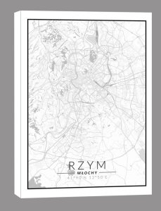 galeria plakatu Rzym mapa czarno biała - obraz na płótnie 70x100 cm 1