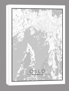 galeria plakatu Oslo mapa czarno biała - obraz na płótnie 30x40 cm 1