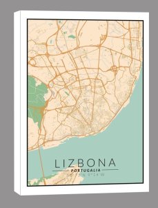 galeria plakatu Lizbona mapa kolorowa - obraz na płótnie 20x30 cm 1