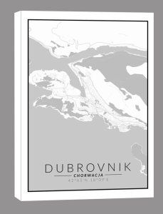 galeria plakatu Dubrownik mapa czarno biała - obraz na płótnie 60x80 cm 1