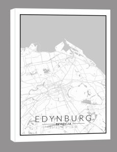 galeria plakatu Edynburg mapa czarno biała - obraz na płótnie 40x60 cm 1