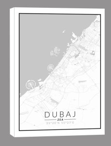 galeria plakatu Dubaj mapa czarno biała - obraz na płótnie 40x60 cm 1