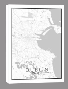 galeria plakatu Dublin mapa czarno biała - obraz na płótnie 30x40 cm 1