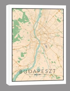 galeria plakatu Budapeszt mapa kolorowa - obraz na płótnie 50x70 cm 1