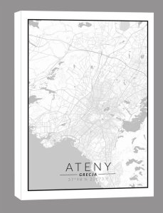 galeria plakatu Ateny mapa czarno biała - obraz na płótnie 70x100 cm 1