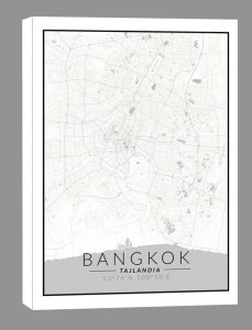 galeria plakatu Bangkok mapa czarno biała  obraz na płótnie 60x80 cm 1