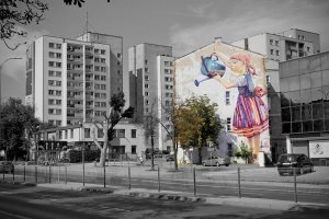 E-druk Białystok - mural Dziewczynka z konewką - plakat 29,7x21 cm 1