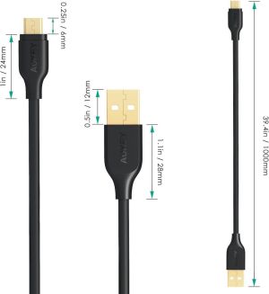 Kabel USB Aukey USB-A - microUSB 1 m Czarny (CB-MD1 Black) 5