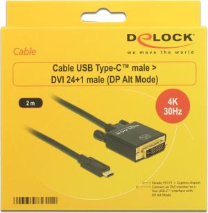 Kabel USB Delock USB-C - DVI-D 2 m Czarny (85321) 3